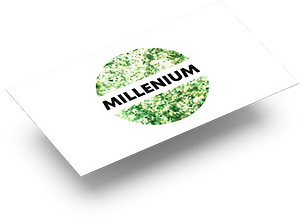 Carte de visite de Millenium avec un logo créé par Cédric Rouzès