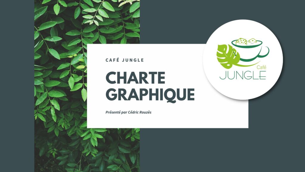 Capture d'écran de la première page de la charte graphique pour le Café Jungle réalisé par Cédric Rouzès