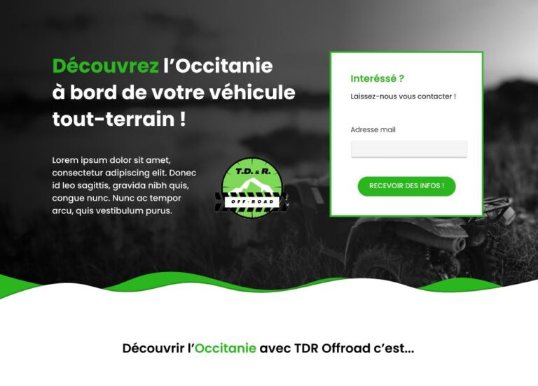 Capture d'écran d'une landing page réalisée par Cédric Rouzès pour un projet