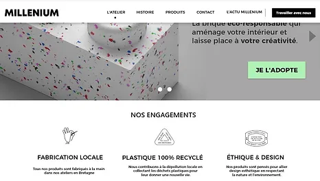 Capture d'écran du prototype web de la page d'accueil réalisé sur Adobe XD